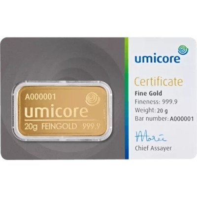Umicore - 20g - инвестиционный золотой слиток