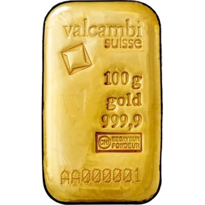 Valcambi 100g - Инвестиционный золотой слиток (литой/отчеканенный)