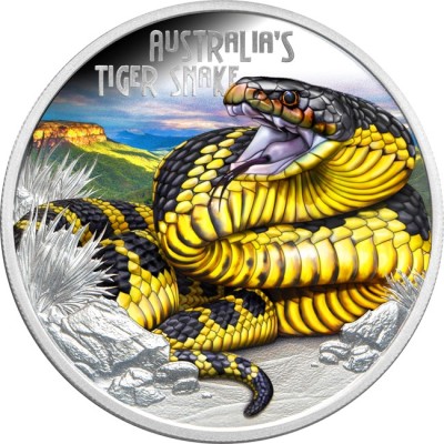 Australian Tiger Snake - 1 Oz - коллекционная серебряная монета