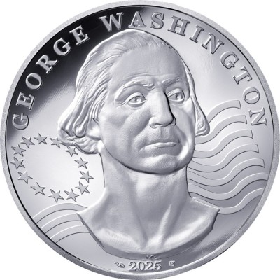 George Washington - 2 унции - серебряная коллекционная монета (доставка 15.5.2025)