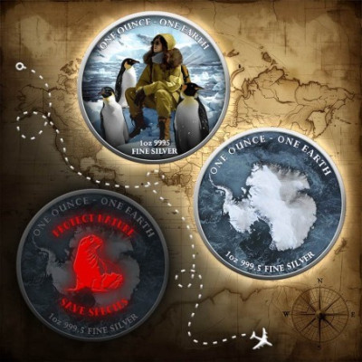 Earth- 1 унция - Антарктида - Серебряная коллекционная монета