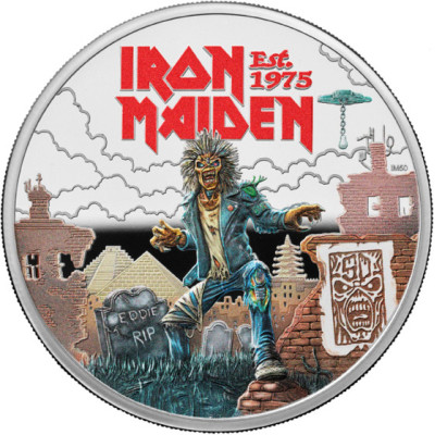 Iron Maiden - R.I.P Eddie - 1 унция - серебряная коллекционная монета (доставка 28.8.2025)