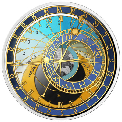 Prague Old Town Astronomical Clock  - 1 Oz - Silver Proof Collector Coin