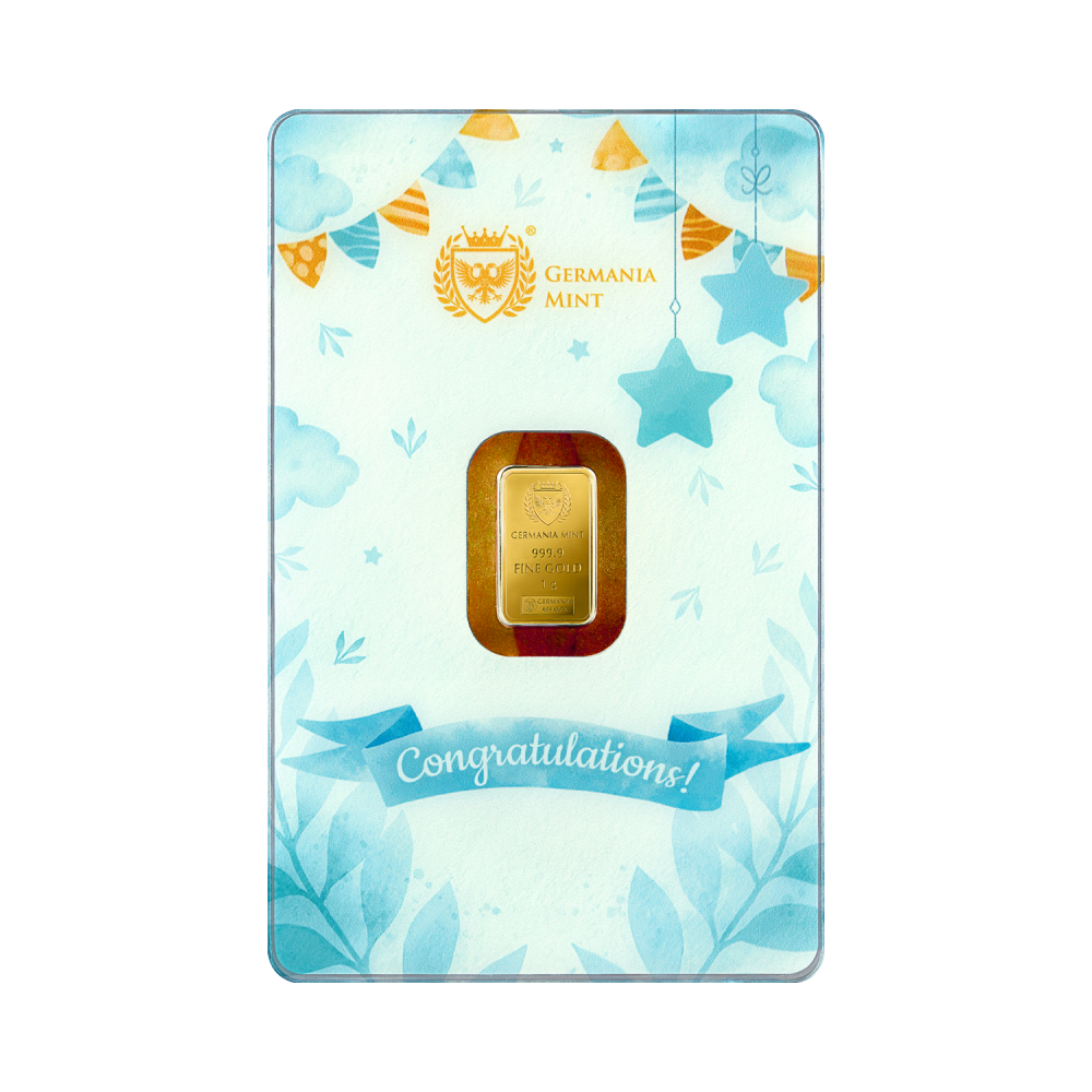 Germania Mint - Birth of a Child (Boy) - 1g - Golden Gift Bar