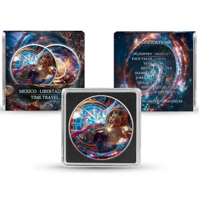 Мексика Либертад (2024) - Путешествие во времени - серебряная коллекционная монета