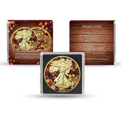 Американский орел, Счастливый день благодарения - 1 унция - Серебряная коллекционная монета