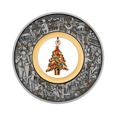 Мастерская Санта Клауса (2025) - 2 унции - Серебряная...