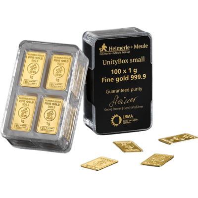 Heimerle + Meule Unity Bar 100 x 1 г - золотой инвестиционный слиток